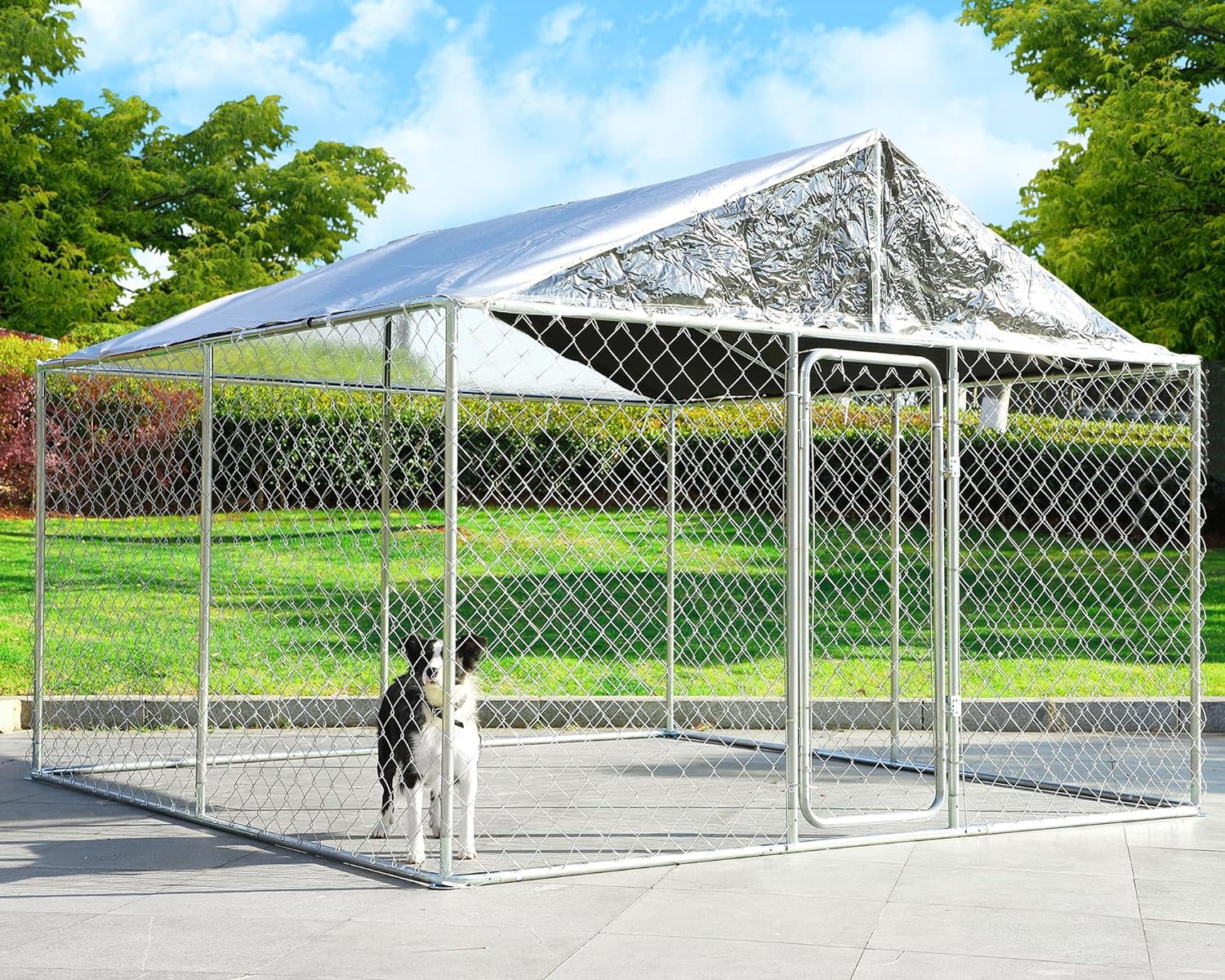 Haverchair Large Dog Kennel Outside with Roof, 9.8 x 9.8 x 6.5FT Outdoor Dog Kennel Cage Run Heavy Duty Dog Playpen Pen with Secure Lock, 118.1