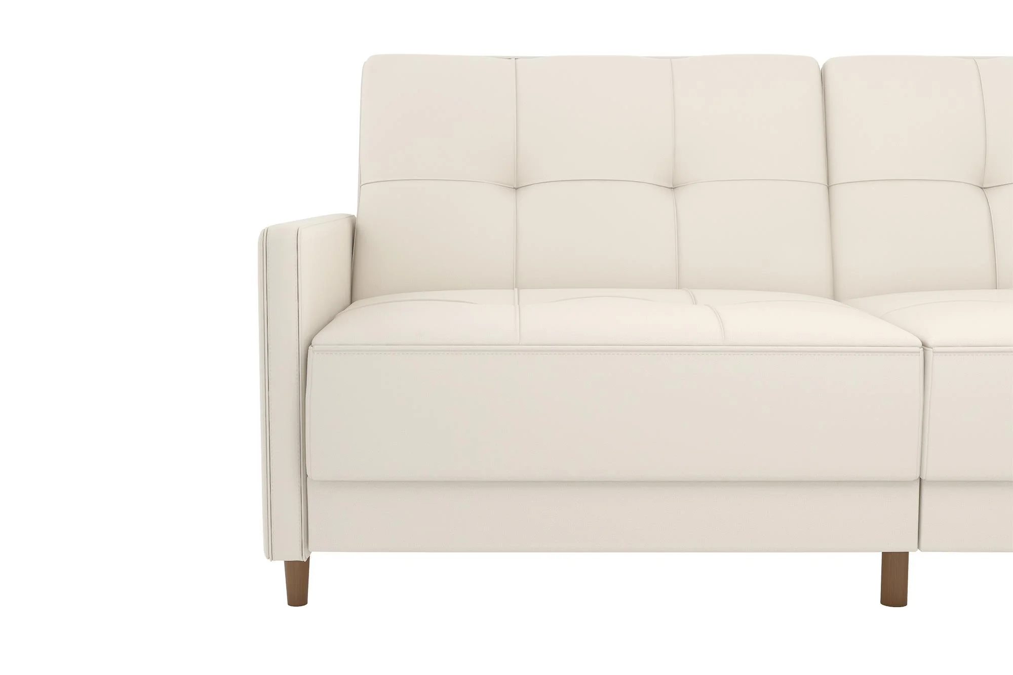 Desert Fields Adera Coil Futon, White Faux Leather