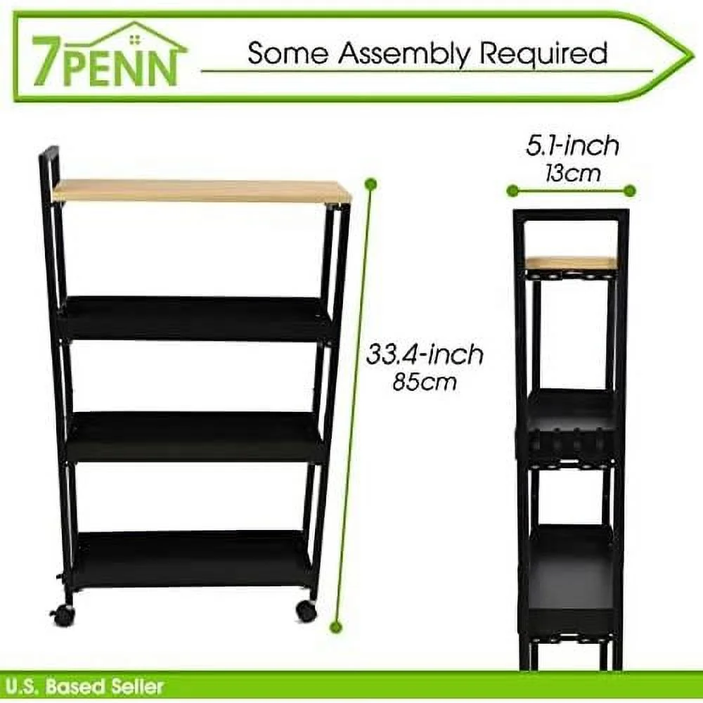 Bathroom Organizer Slim Storage Cart With Wheels - Mobile 4 Tier Narrow Shelf Tower Snack Cart For Small Spaces - Rolling Kitchen Spice Organizer - Narrow Shelf Laundry Room Storage
