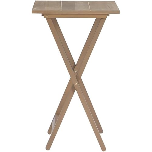 5 Piece Set Faux Marble TV Tray Table Stand in Brown, 4 Tray Tables & 1 Stand