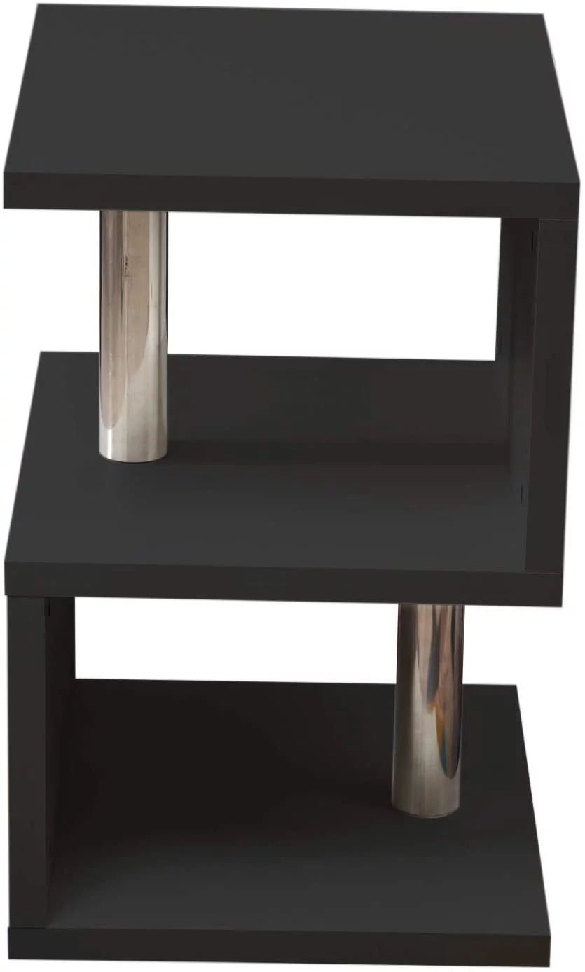 Modern 3Tier S-shaped Sofa Side End Table Furniture LED High Gloss Coffee Table Black