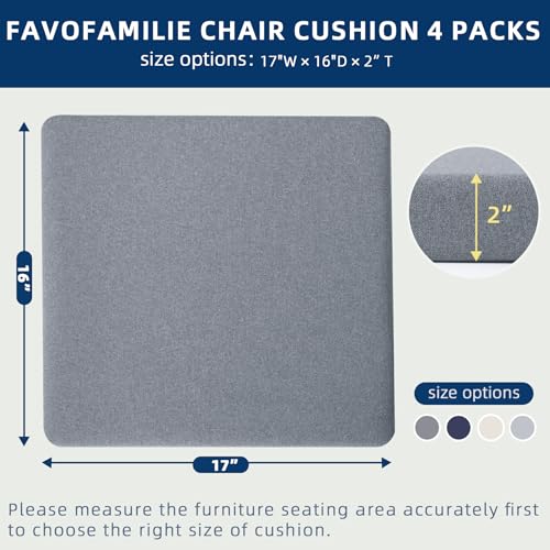 Outdoor Chair Cushions Set of 4, Water-Resistant & Fadeness 18.5