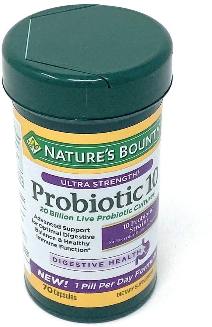 Nature's Bounty Ultra Strength Probiotic 10, Support for Digestive, Immune and Upper Respiratory Health, 70 Capsules