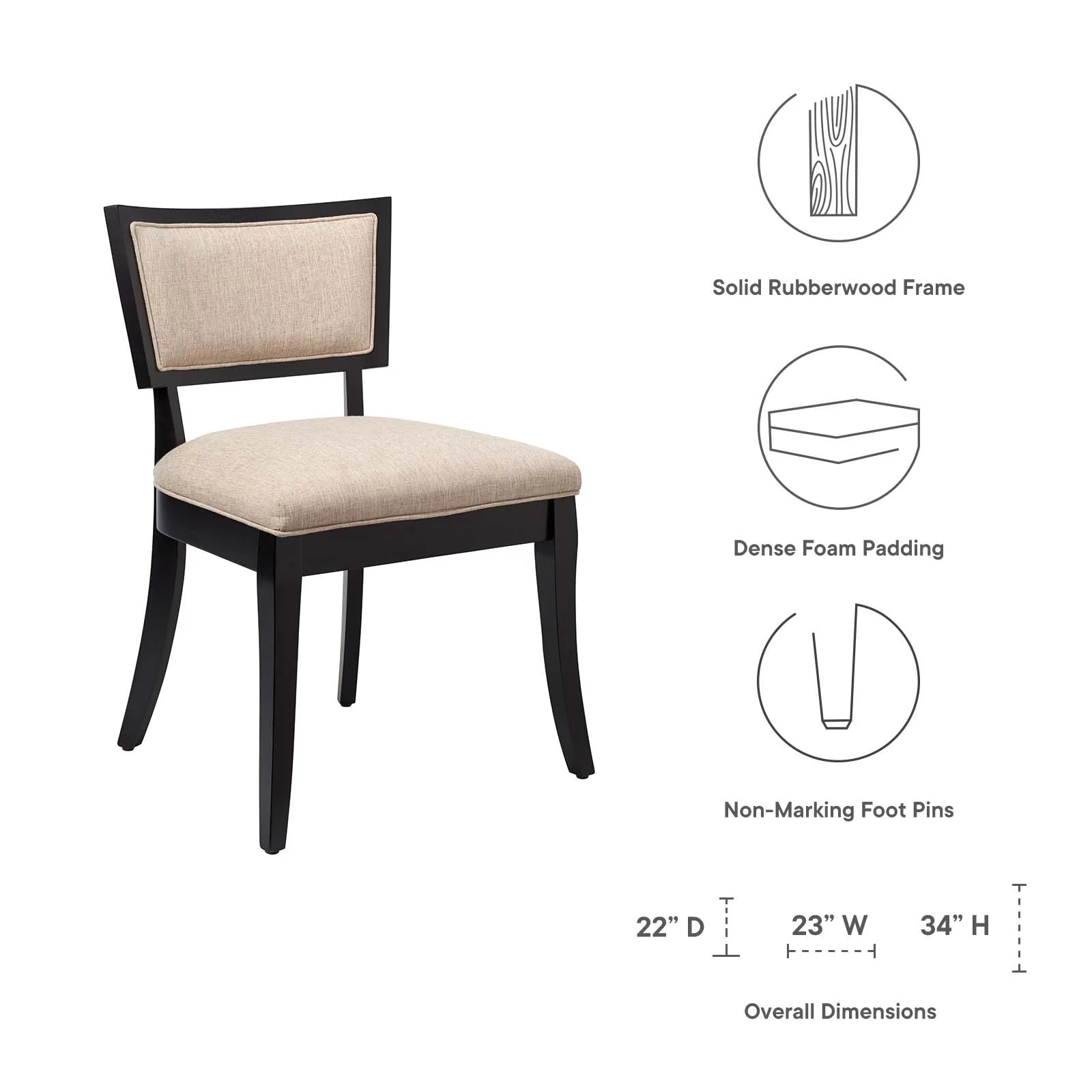 Modway Pristine Upholstered Fabric Dining Chairs - Set of 2 in Beige