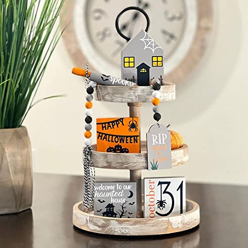 6 Pcs Halloween Themed Tiered Tray Decor Set, Halloween Themed Decor Bundle For Tier Tray, Halloween Tiered Tray Decorations, Seasonal Tier Tray Decor