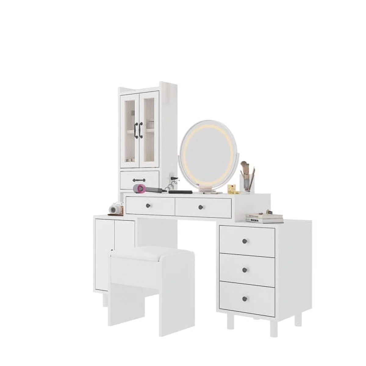 SYTHERS Makeup Vanity: Modern Retractable Dressing Table with Power Outlets