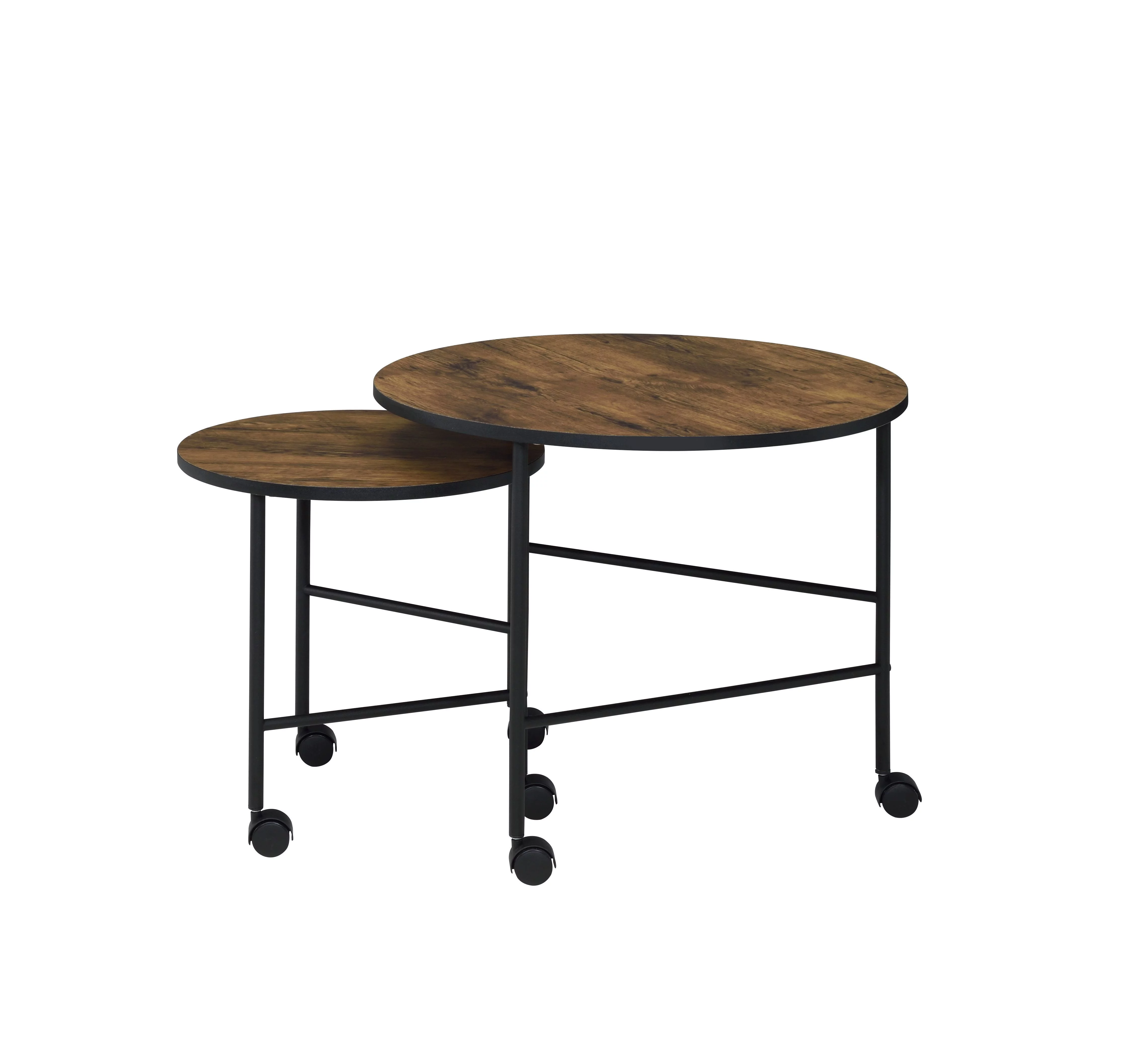 ACME Oblis 2Pc Pk Nesting Tables, Vintage Oak 83150