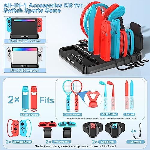 Tokluck Wii U Interactive Gaming Figures Switch Sports Accessories Bundle with Organizer Station Compatible with Nintendo Switch/OLED Console & Joy-con, Storage and Organizer for Switch Sports Game