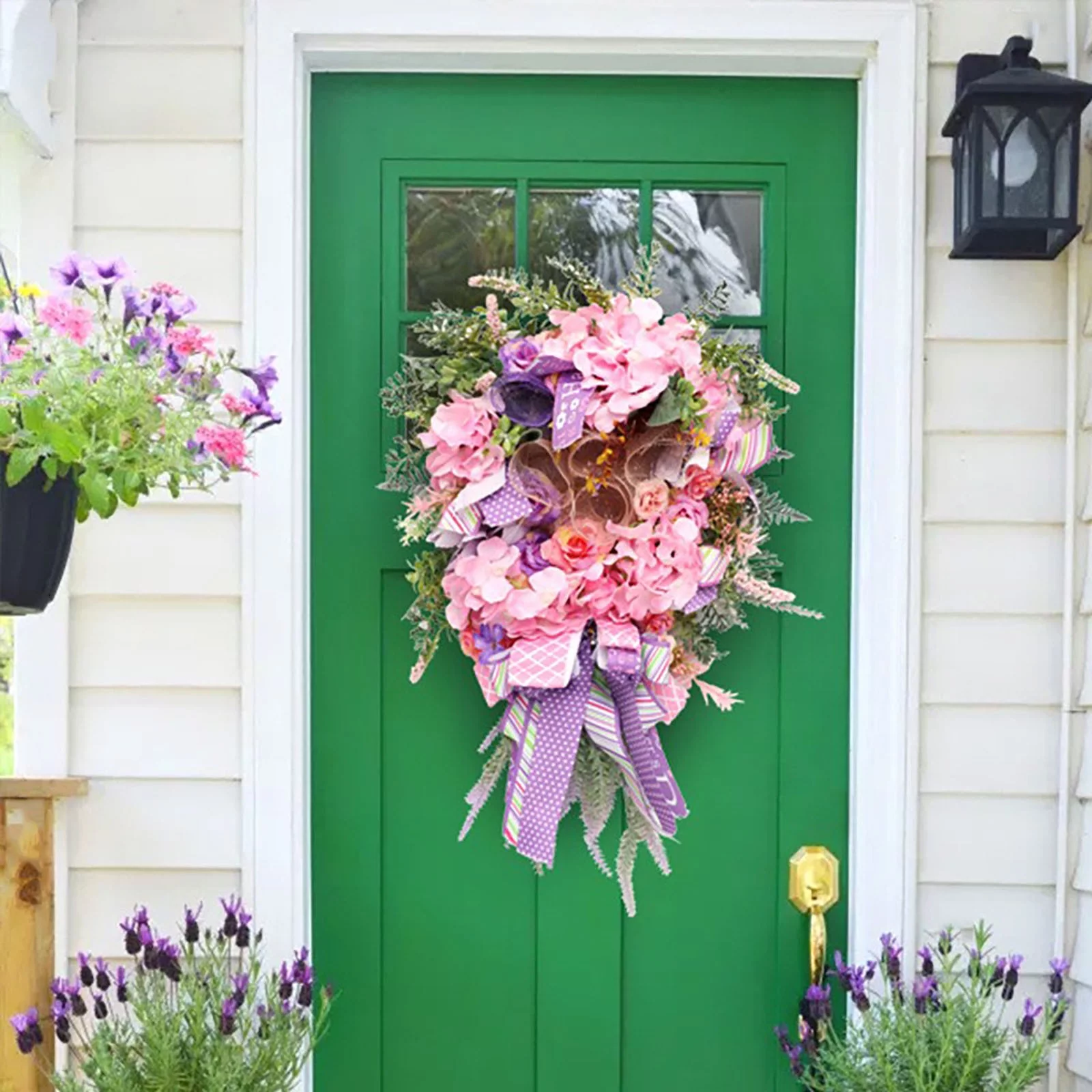 Flowers Spring Wreath Front Door Wreath Field Pendant Door Knocker Wreath Decoration