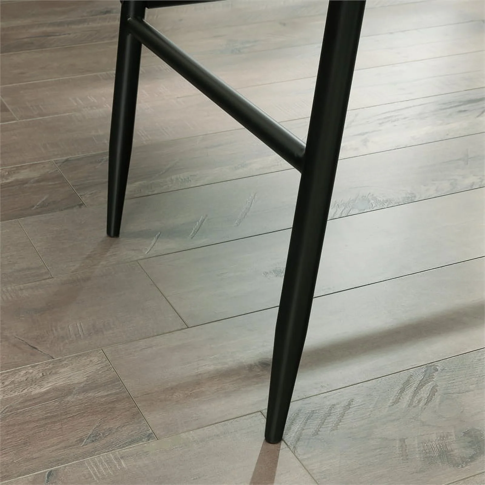 Sauder Ambleside Engineered Wood/Metal L-Desk in Serene Walnut