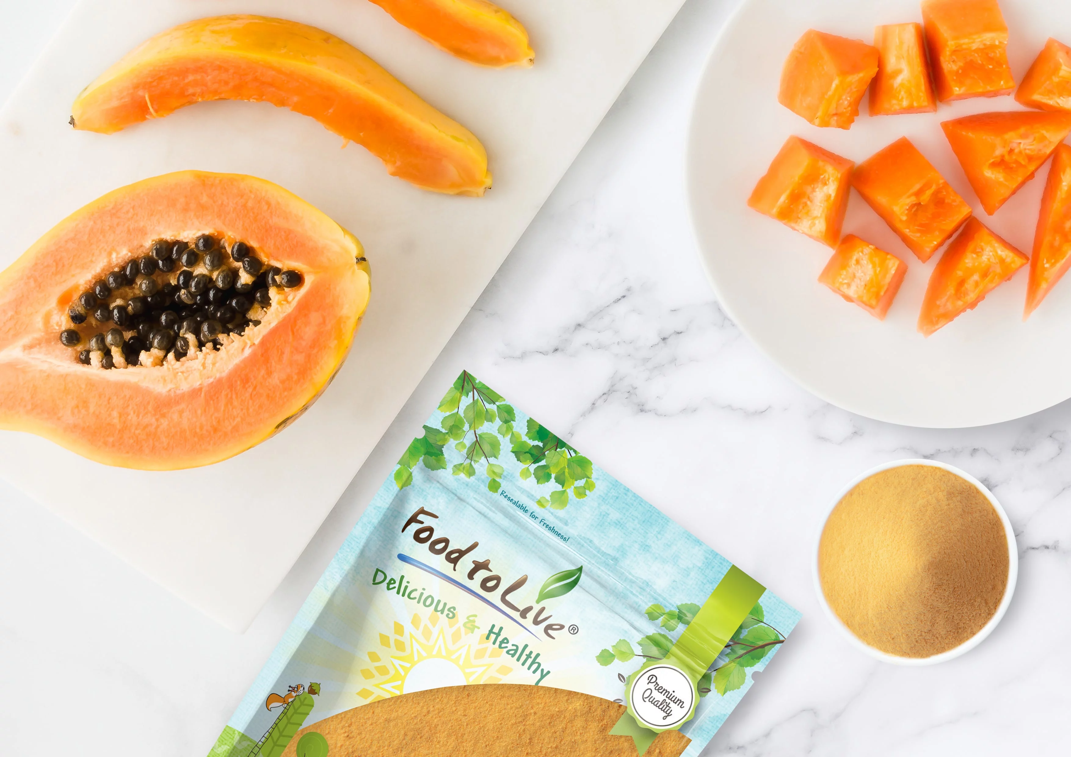 Papaya Powder, 5 Pounds — Raw, Kosher, Vegan — by Food to Live