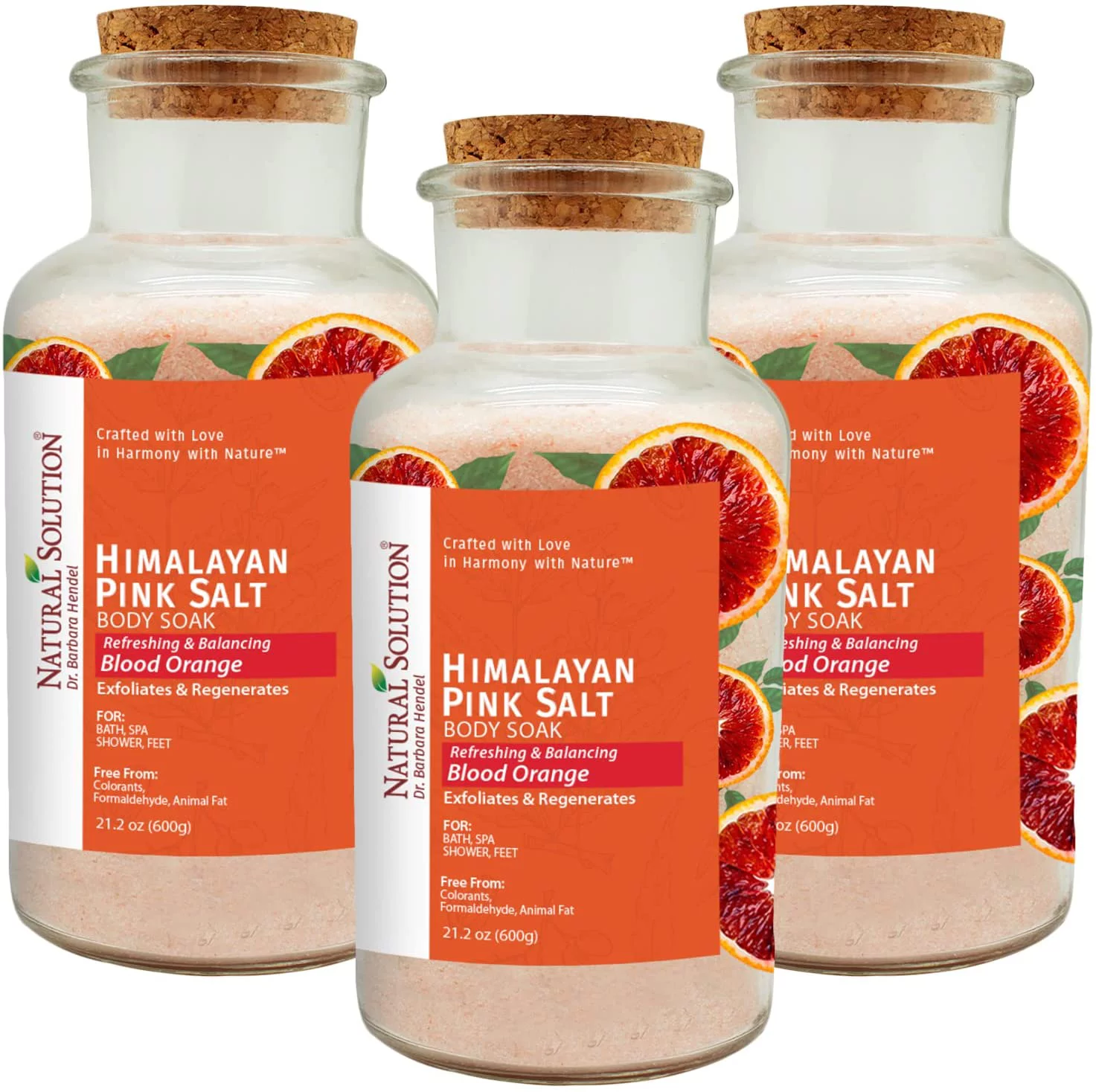 WBM Body Soak, natural bath soak Blood Orange & Pink Salt, 21 oz - 3 Pack