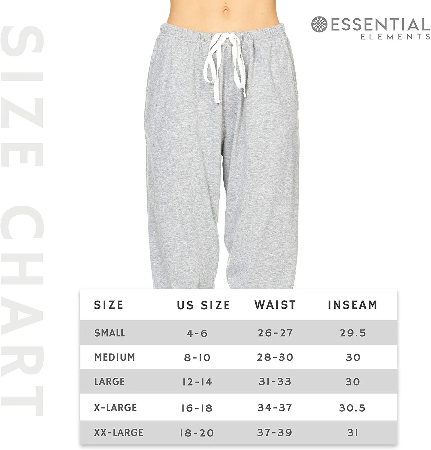 Essential Elements 3 Pack: Women's 100% Cotton Jersey Lightweight Lounge Casual Sleep Pajama Jogger Pants Small, Set E