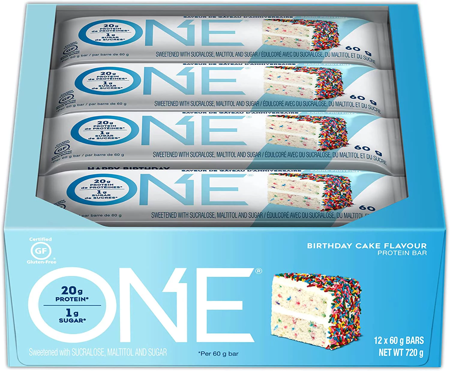 ONE Protein Supplement Bar, Birthday Cake, 20g Protein, 12 Count