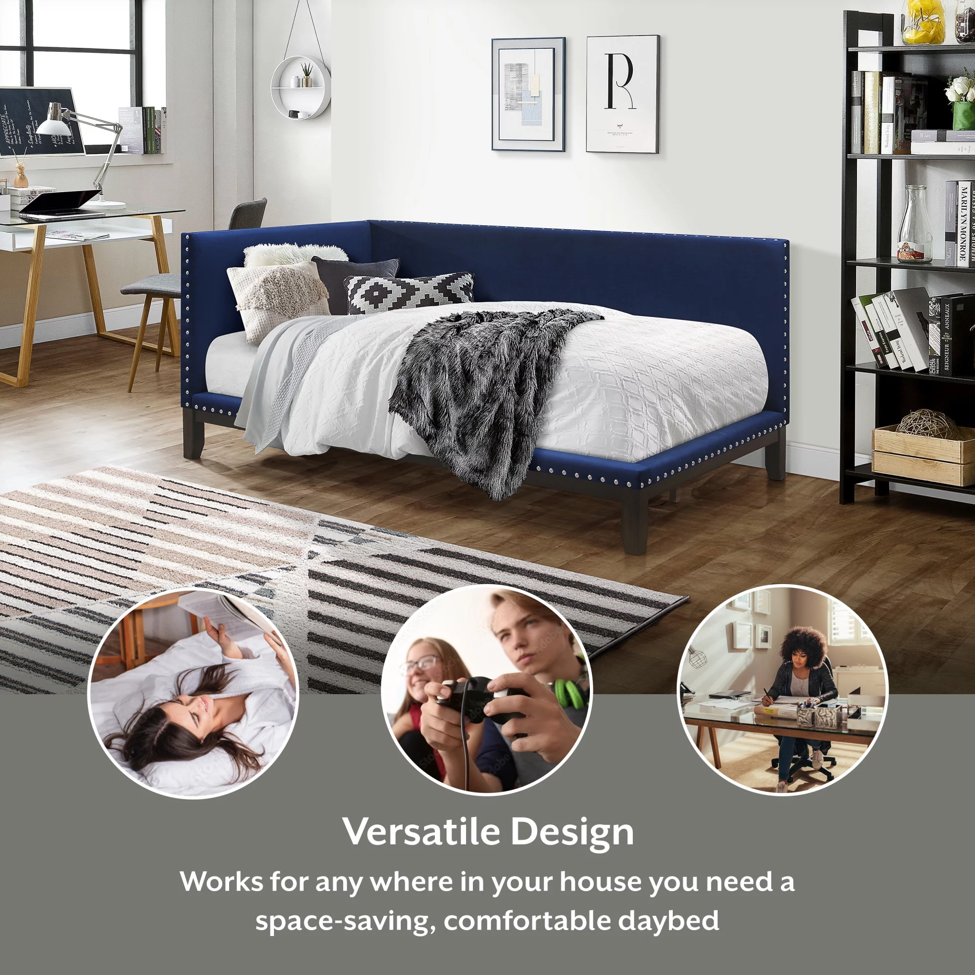 Tranquility Upholstered Daybed, Sapphire Navy