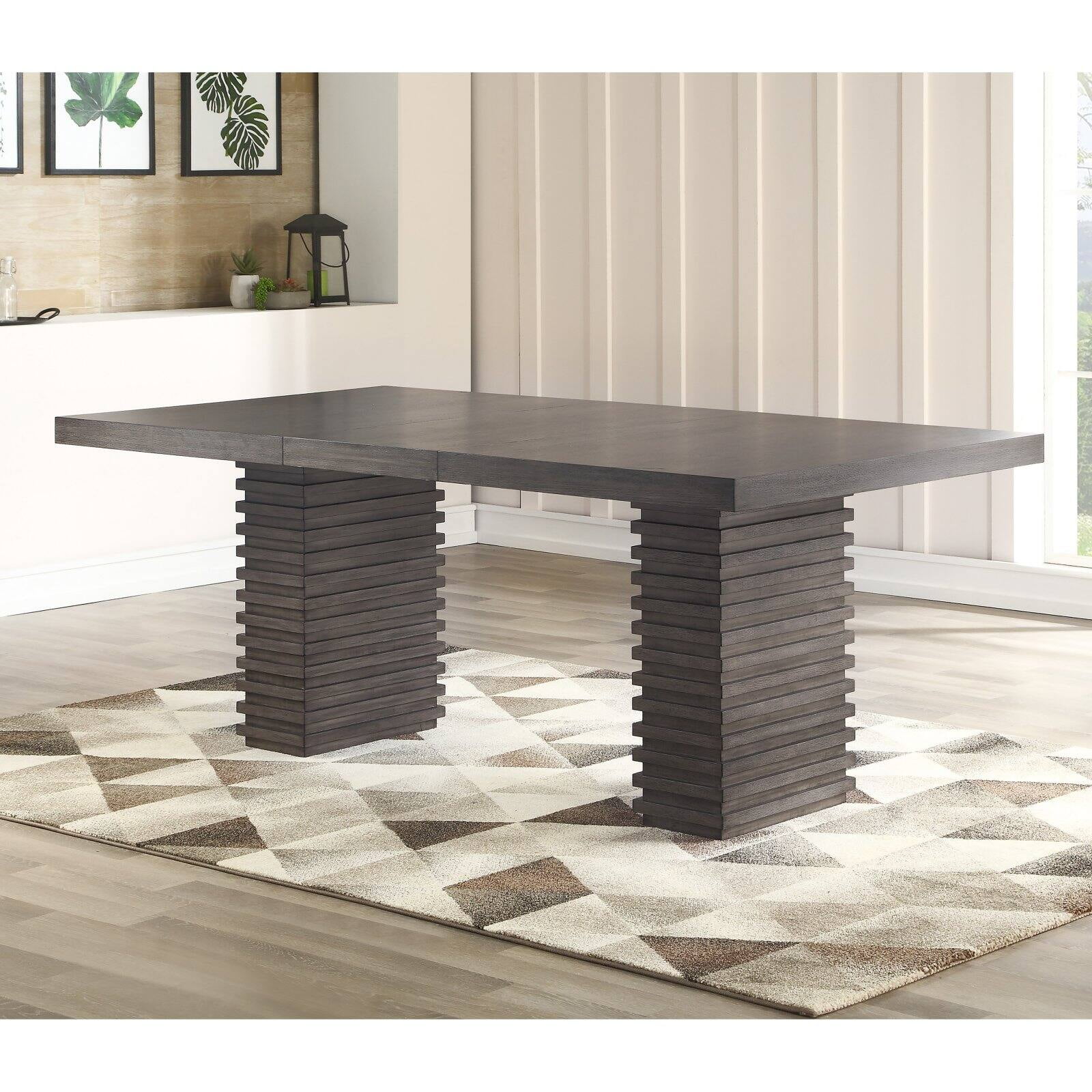 Steve Silver Mila Washed Gray Twin Pedestal Dining Table
