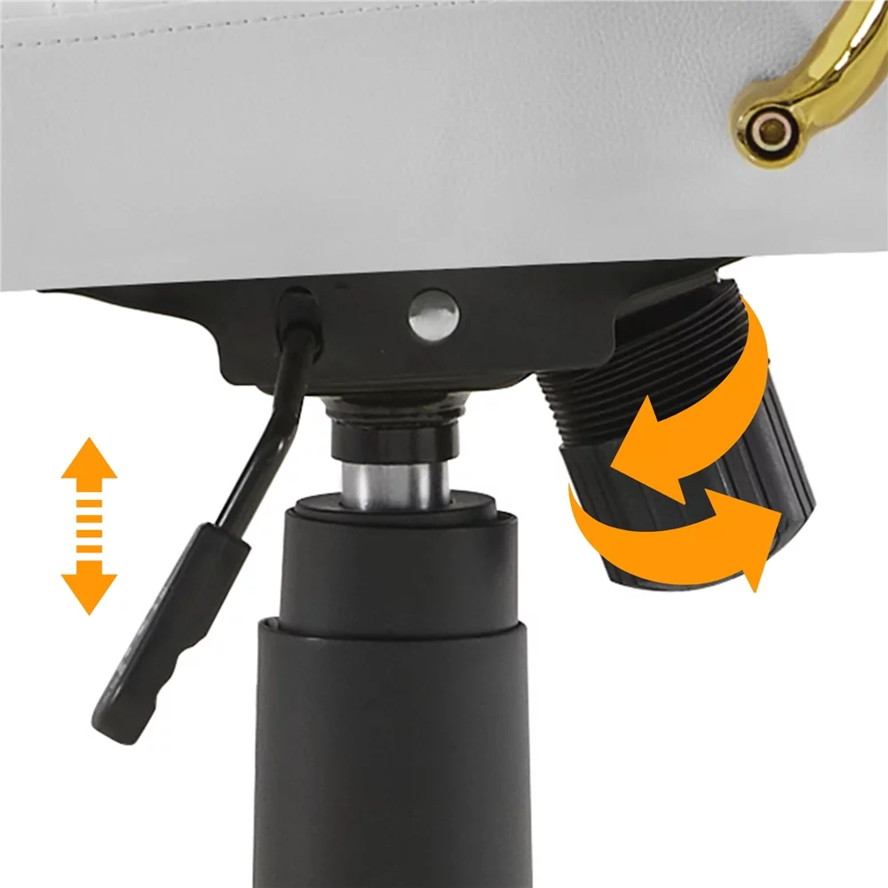 Yaheetech 360° Swivel PU Leather Office Chair with Gold Frame, White