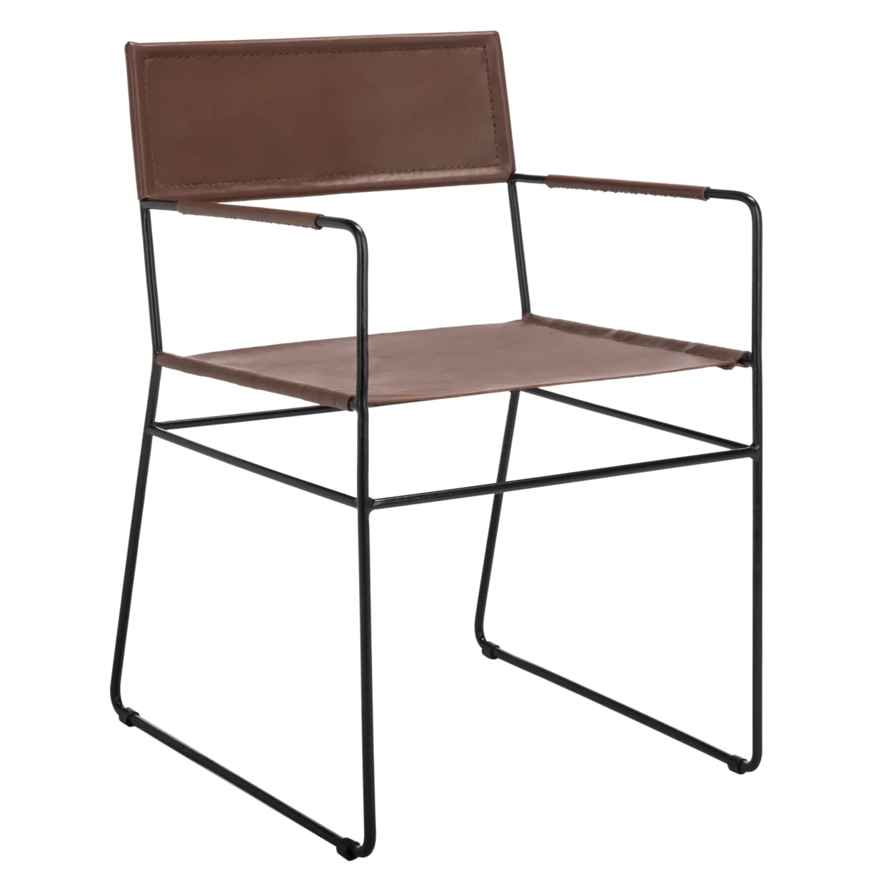 SAFAVIEH Alyx Leather Dining Chair Set of 2 Cognac / Black