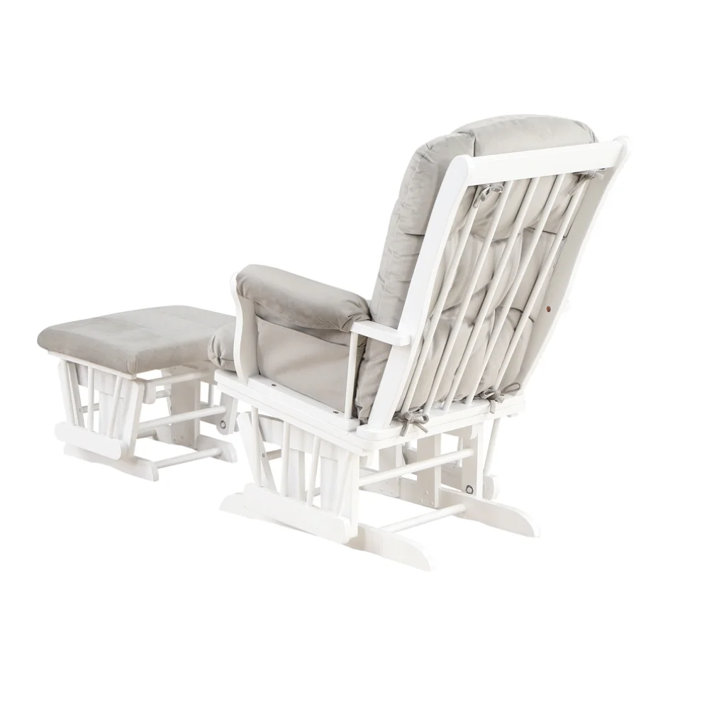 AFG Baby Alice Solid Wood Glider Chair and Ottoman in White