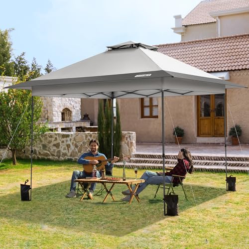 VIVOHOME 10x10ft Pop Up Canopy Tent One Push Setup Outdoor Portable Shelter Tent Heavy Duty with Wheel Carry Bag and 4 Sandbags, White