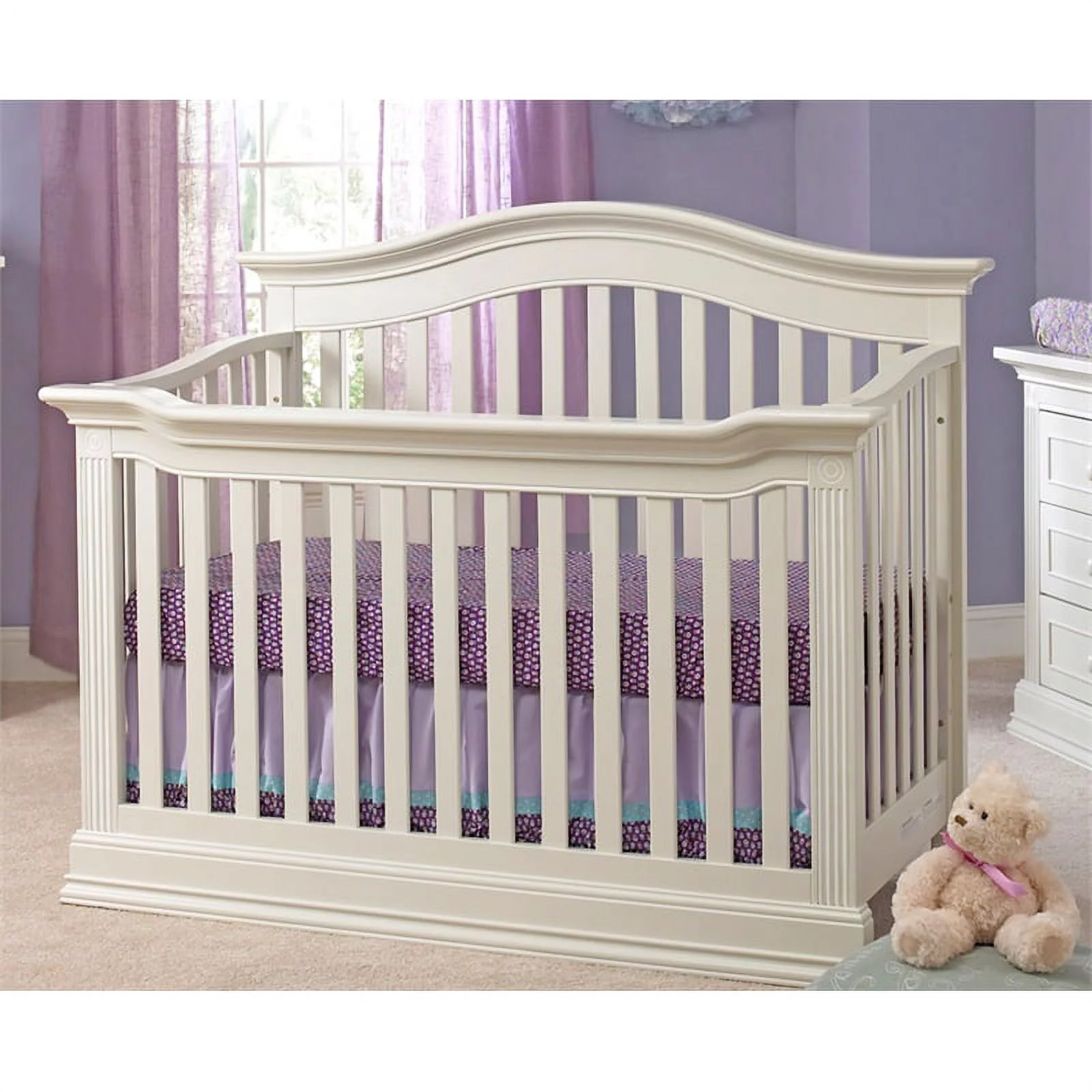 Baby Cache Montana Traditional Wood 4-in-1 Convertible Crib in Glazed White