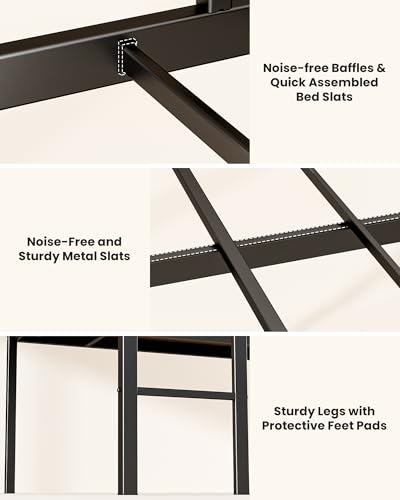 Full Over Full Bunk Bed with Trundle, Heavy Duty Metal Bed Frame with Full-Length Guardrails & Ladder, 3-in-1 Convertible Full Bunk Bed, Noise-Free, No Box Spring Needed, Black