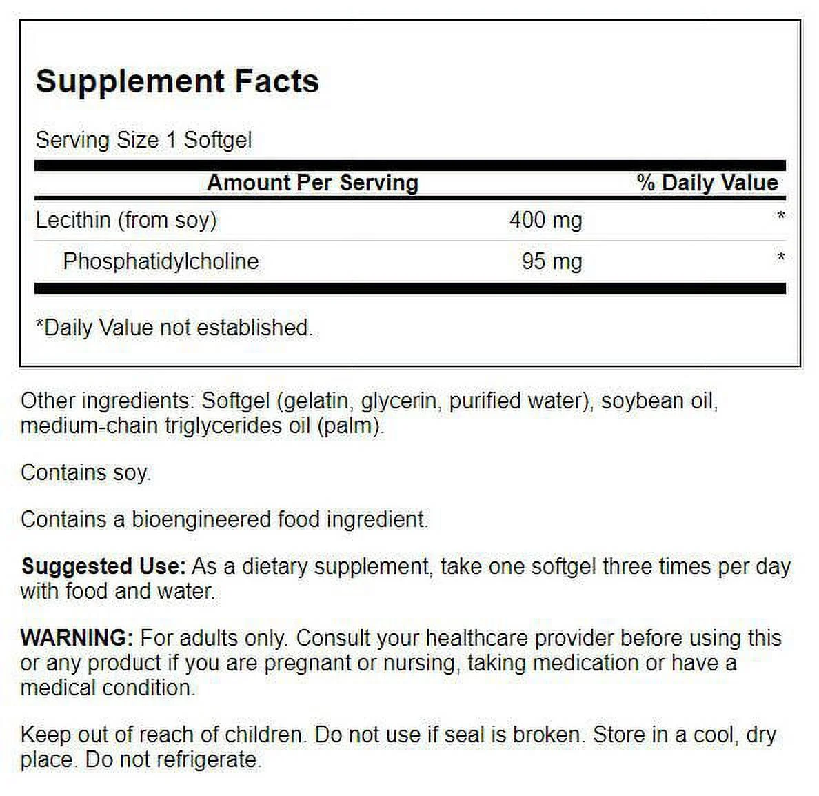 Swanson Supreme Lecithin with Phosphatidylcholine 300 Sgels 4 Pack
