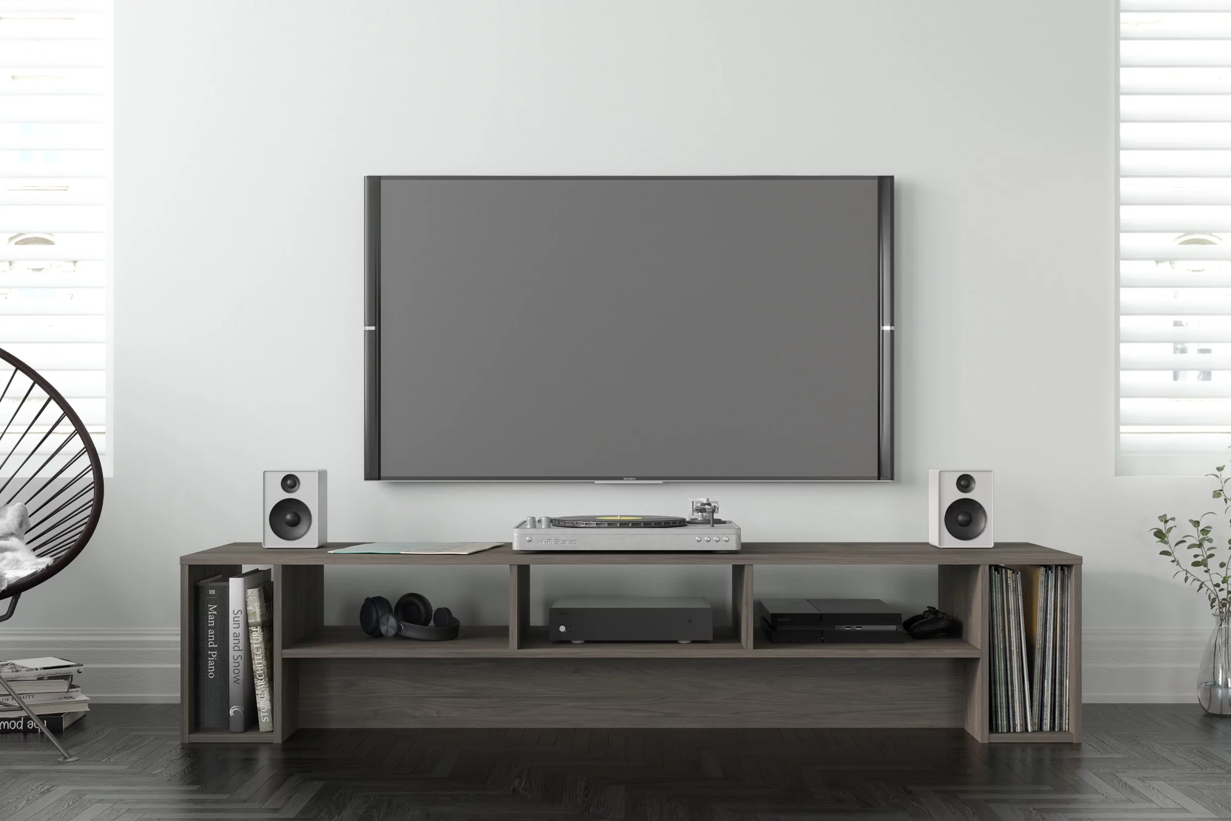 Nexera Rustik TV Stand for TVs up to 80 in., Bark Gray