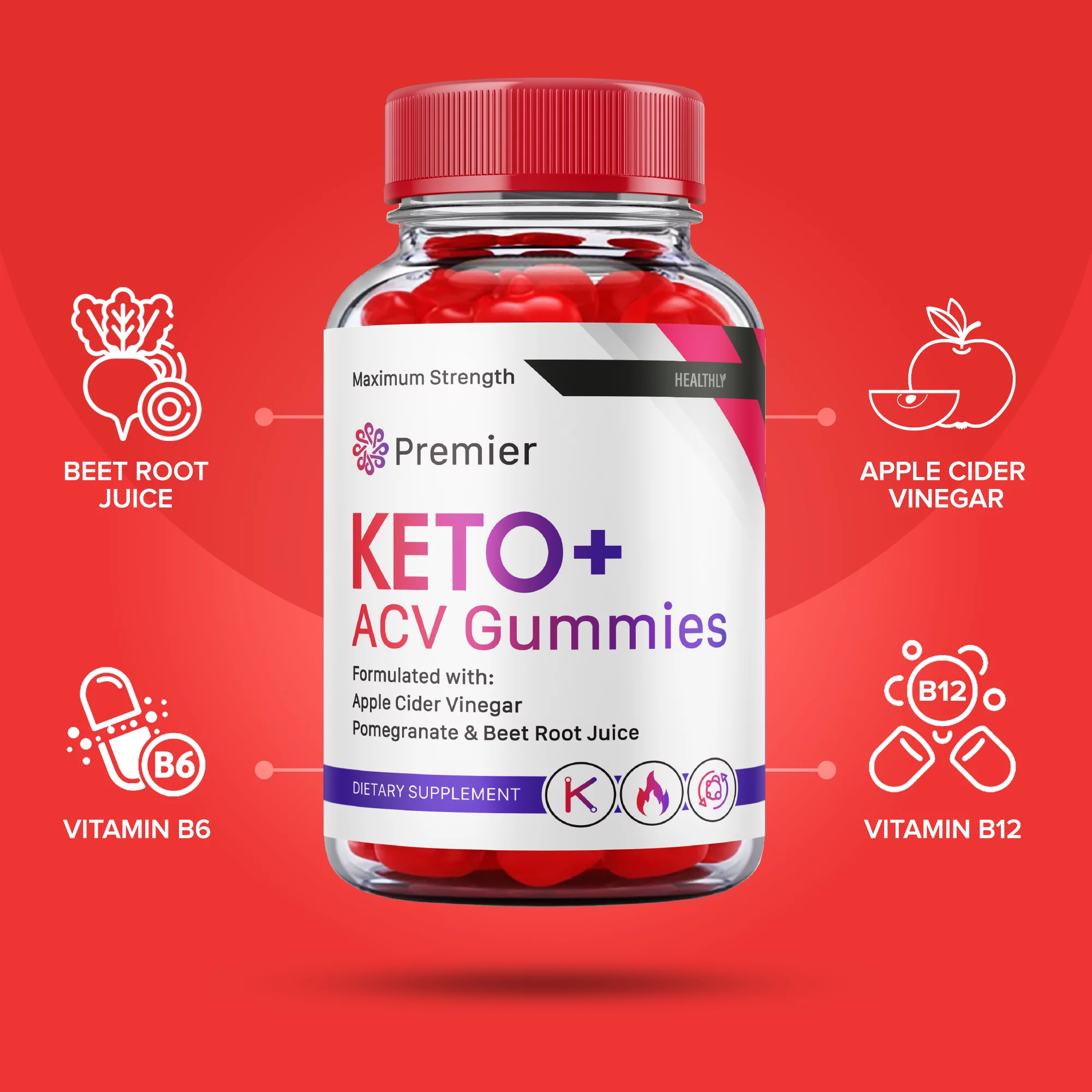 (2 Pack) Premier Keto Gummies Official Advanced Weight Shark Loss ACV Apple Cider Vinegar (120 Gummies)