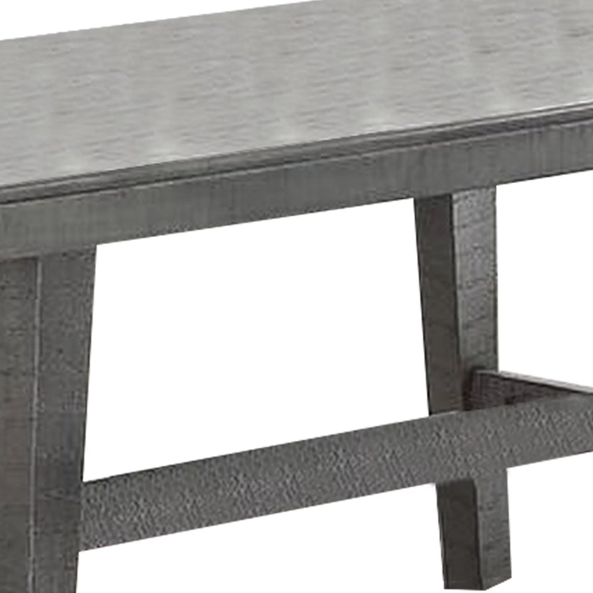 Benjara Alix 72 Inch Rectangular Dining Table, Flared Legs, Classic Distressed Gray