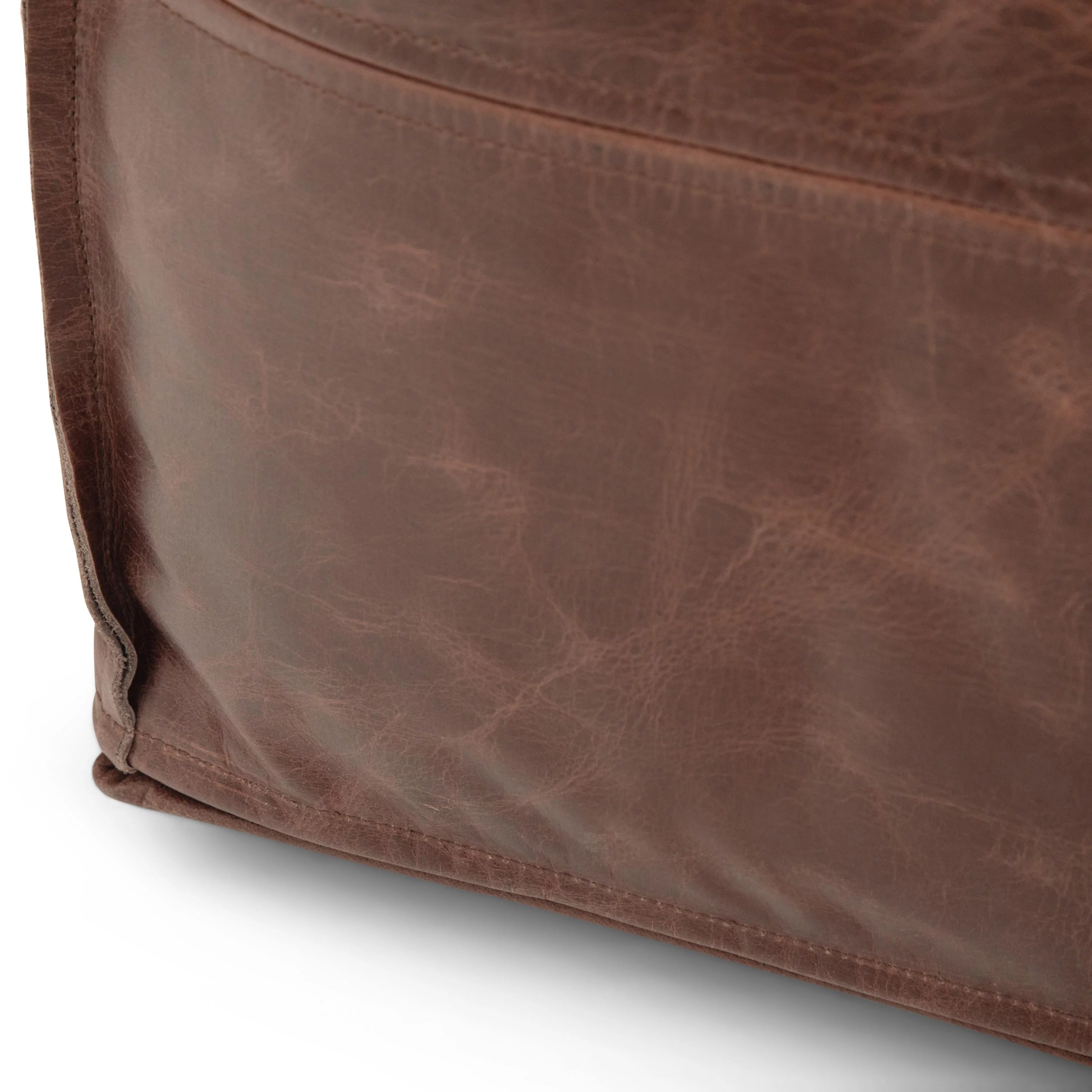 Sheffield Boho Square Pouf in Brown Genuine Leather