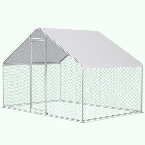 Chicken Coop Large Metal Chicken Run Pen for 10 Chickens Poultry Cage with Waterproof Cover for Walk-in Chicken Run for Yard Outdoor