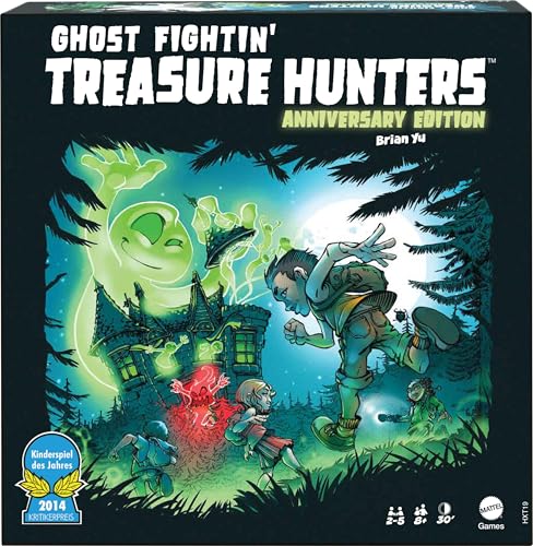 Mattel Games Ghost Fightin’ Treasure Hunters Anniversary Edition Board Game, Cooperative Family Game with Two Ways to Play Including a One vs All Mode for 2-5 Players