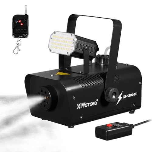Fog Machine 1000W with Strobe Light, Wireless Remote, Perfect for Halloween, Parties, Concerts, and Events