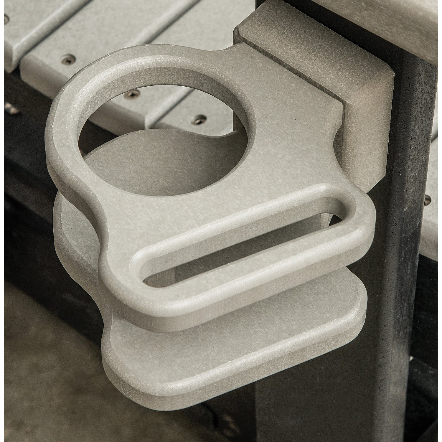 OS Home and Office 420WWBK Dual Fan Back Glider in Weatherwood with a Black Base