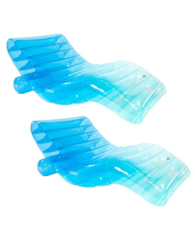 FUNBOY Giant Inflatable Luxury Tri-Color Blue Chaise Lounger, Chair Pool Float for Adults, Transparent Blue Material, Perfect for a Summer Pool Party