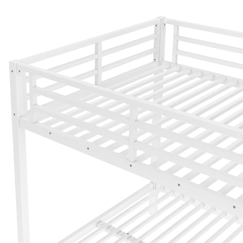 Heavy Duty Bunk Bed Frame with Ladder, Twin XL Over Twin XL Bunk Beds with Safety Guardrails, Adults Bunk Beds with Noise-Reducing Rubber Stoppers, Easy Assemble, Black