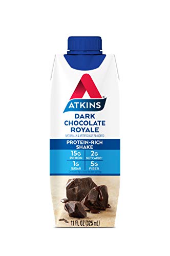 Atkins Creamy Milk Chocolate PLUS Protein Shake, 30g Protein, 7g Fiber, 2g Net Carb, 1g Sugar, Keto Friendly, Low Carb, High Protein Drink, 12 Count