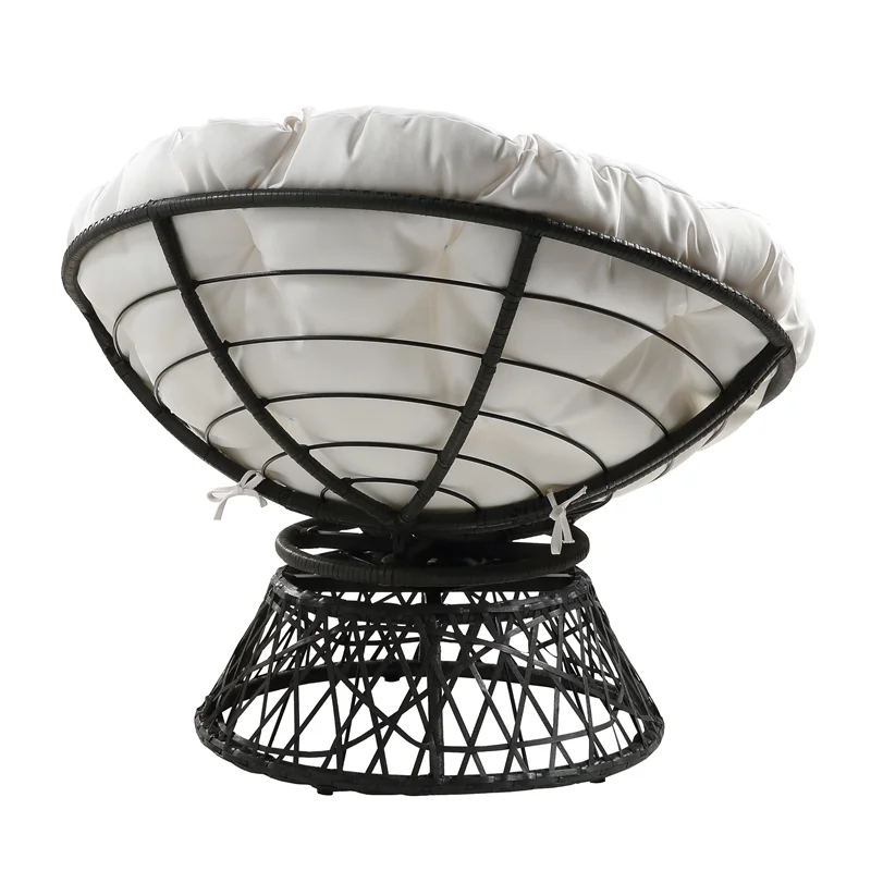 OSP Home Furnishings Papasan Chair with White cushion and Black Frame