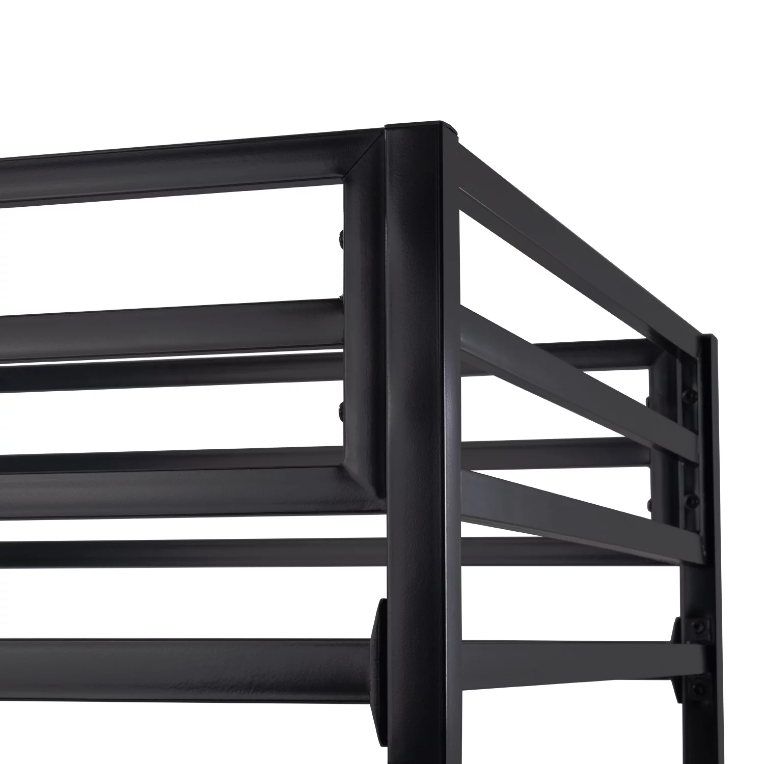 Allewie Twin Over Full Metal Bunk Bed with Removable Stairs & Full-Length Guardrail, Black