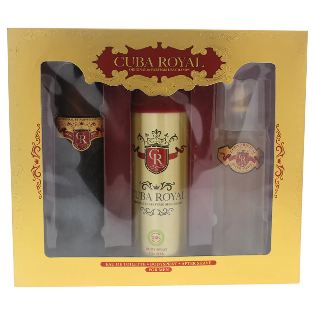 Cuba Royal by Cuba for Men - 3 Pc Gift Set 3.3oz EDT Spray, 6.6oz Body Spray, 3.3oz After Shave