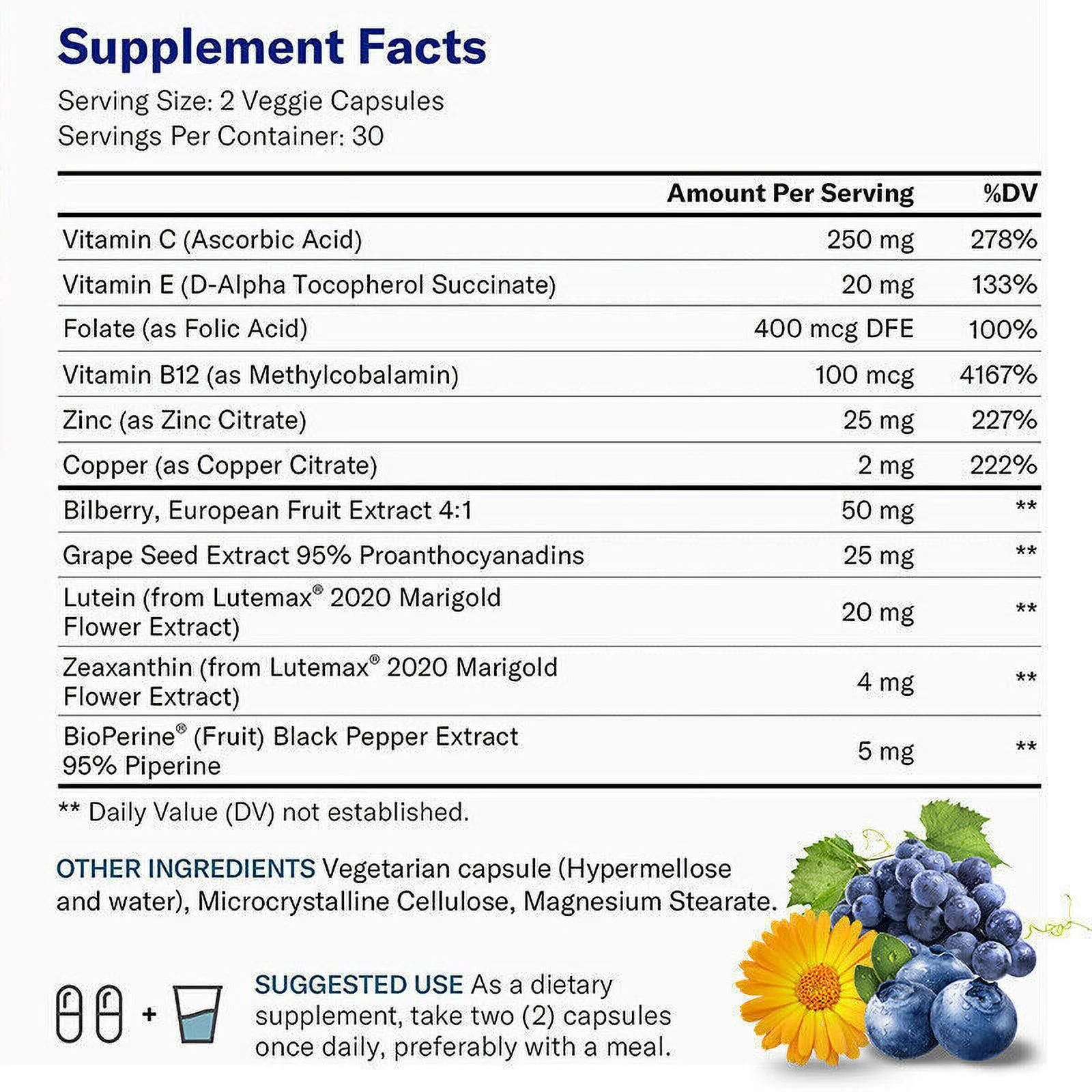 Z-eaxanthin and Lutein 40 mg Eye Health Vitamins with Grape Seed 120 Softgels