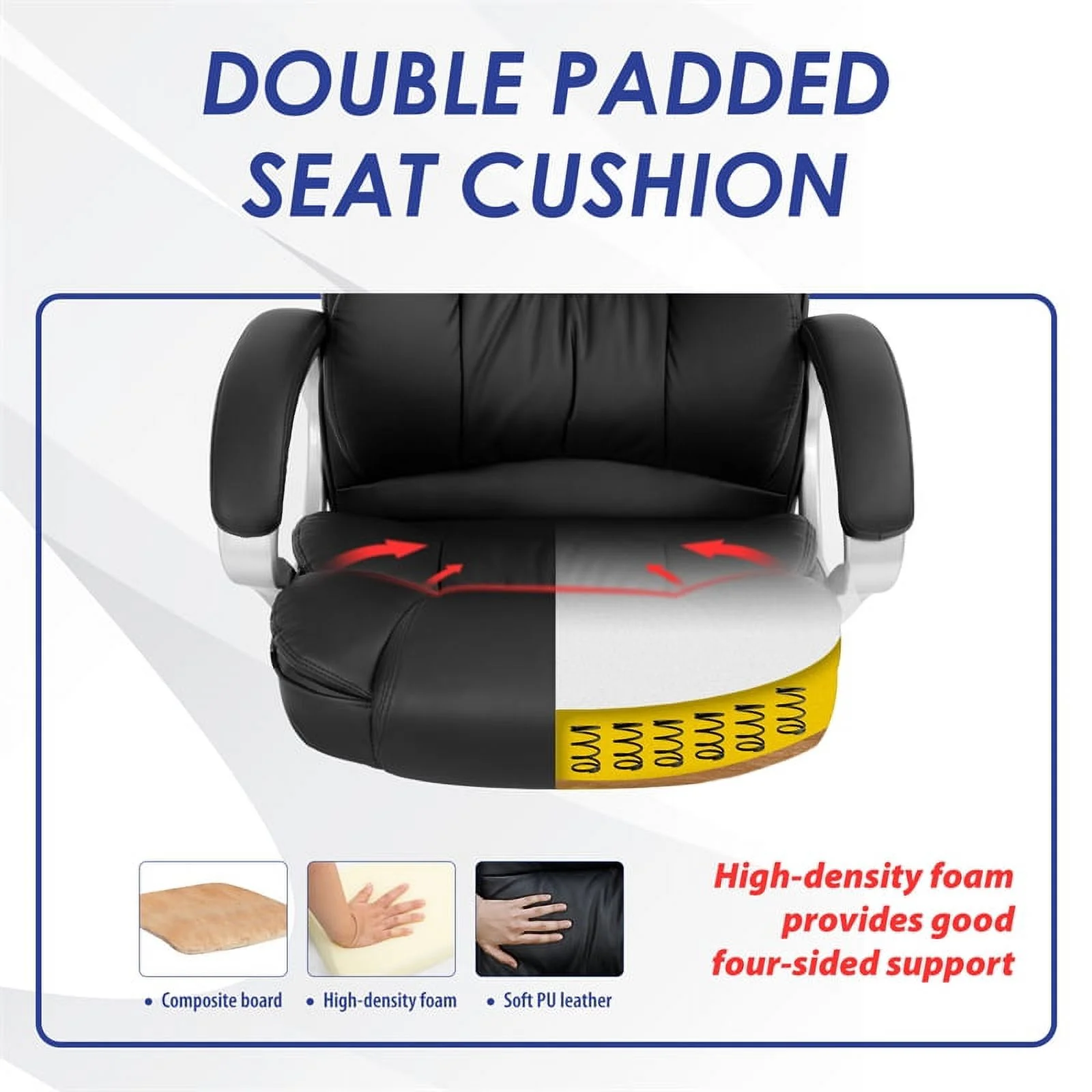 Bowery Hill Modern Faux Leather High Back Desk Chair in Black