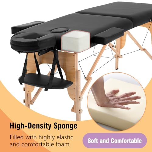 BestMassage Massage Bed Portable Massage Table 28 inche Wide Lash Bed Heigh Adjustable 2 Folding Spa Table with Non-Woven Bag for Spa Footmassage Facial CareSpa Tattoo