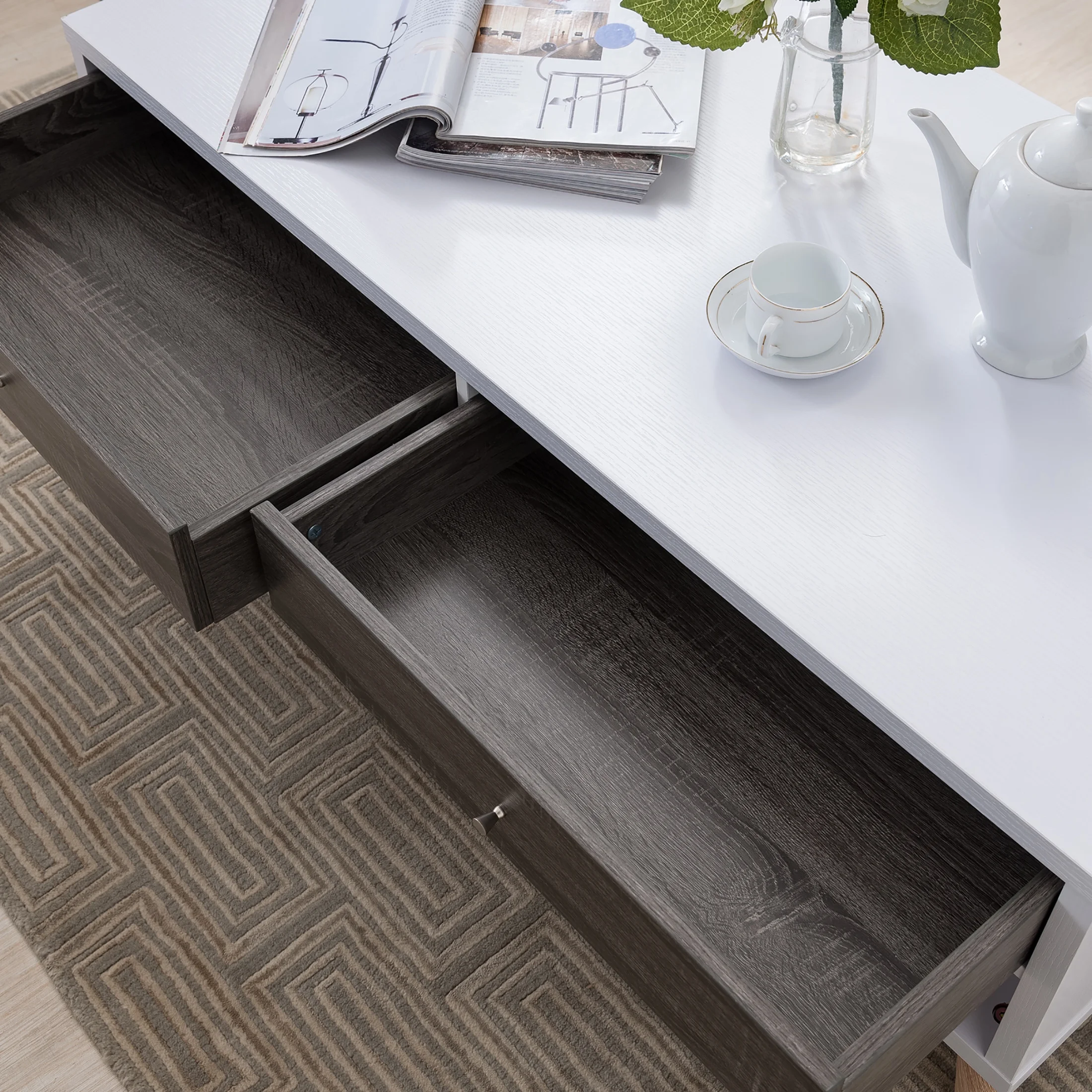 Furniture of America Desmond 2-Drawer Coffee Table, White