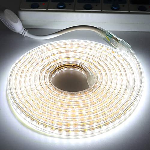 SUYOOULIN LED Strip Lights, High Voltage AC110V-130V 30ft/9m Super Bright 9000LM 5050 60 LEDs/m Waterpoof IP68 LED Light Strips for Home Garden Outdoor Decoration(Daylight White 6500K)