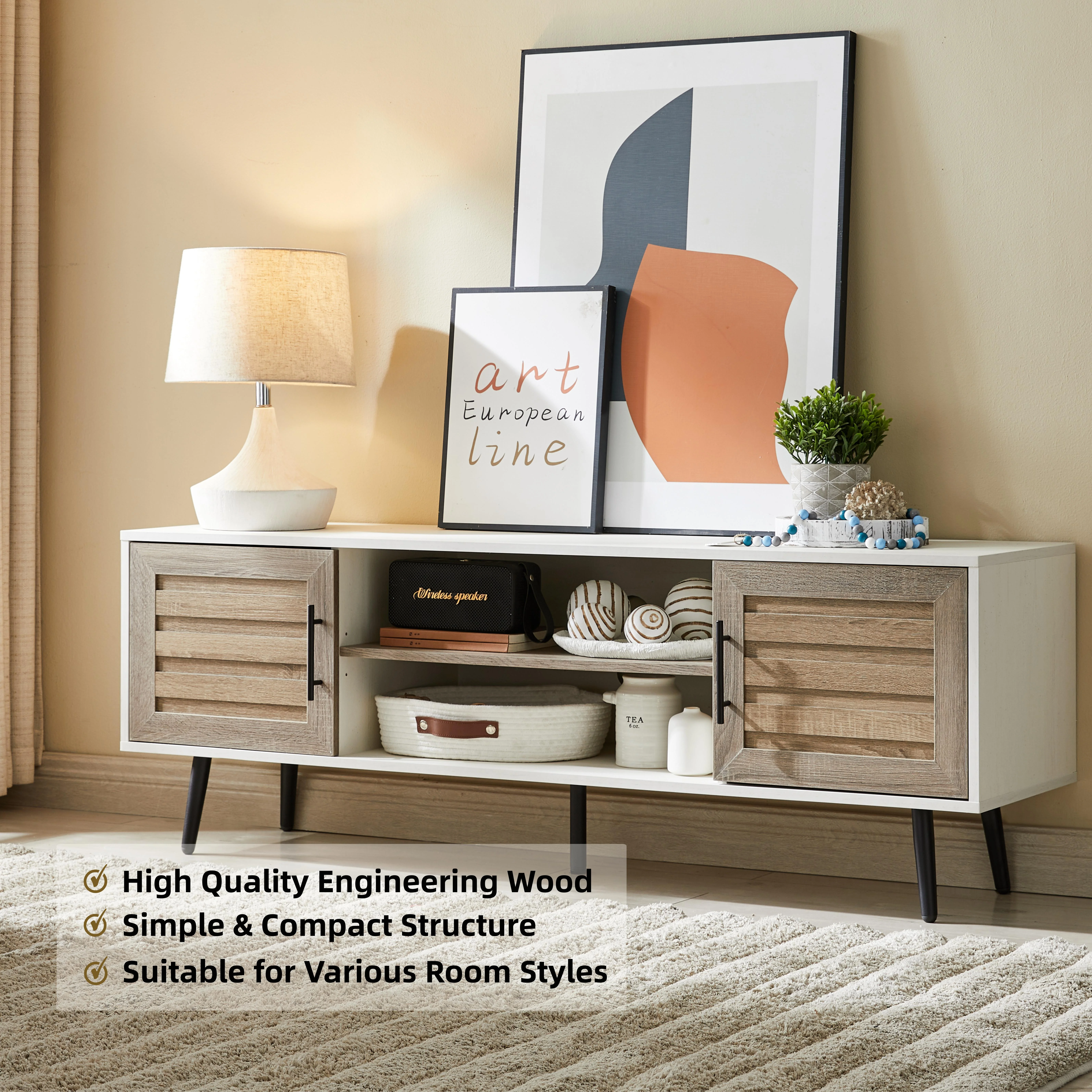 Mid Century Modern TV Stand for TVs up to 65