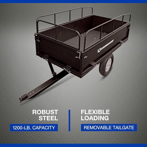 Strongway Steel ATV Trailer - 1200-Lb. Capacity, 17 Cu. Ft.