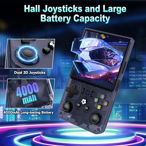 R36MAX Handheld Retro Game Console,Retro Video Game Console Built-in Games,4.0 inch IPS Screen,Linux System with Professional Gaming Chip,4000mAh Rechargeable Battery(Transparent Gray)