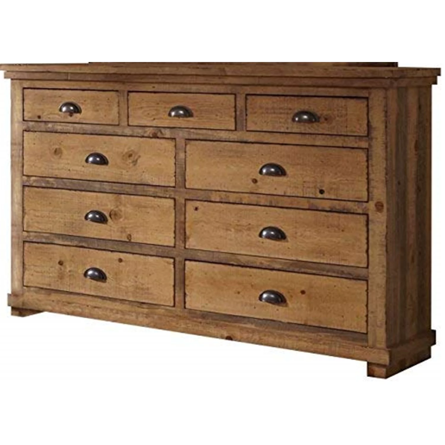 Progressive Furniture Willow 7 Drawer Bedroom Dresser in Distressed Pine